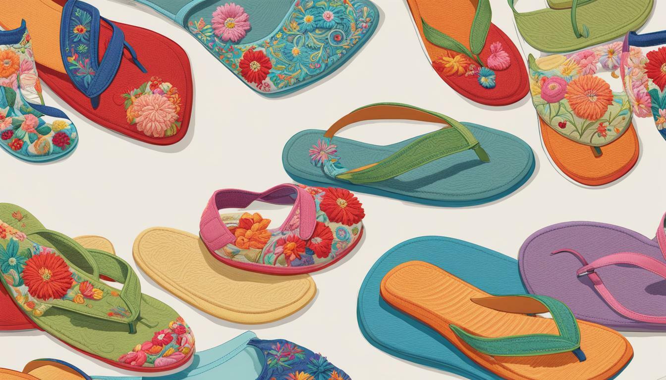 Flip-flops with embroidered accents vs. Memory foam slipper socks