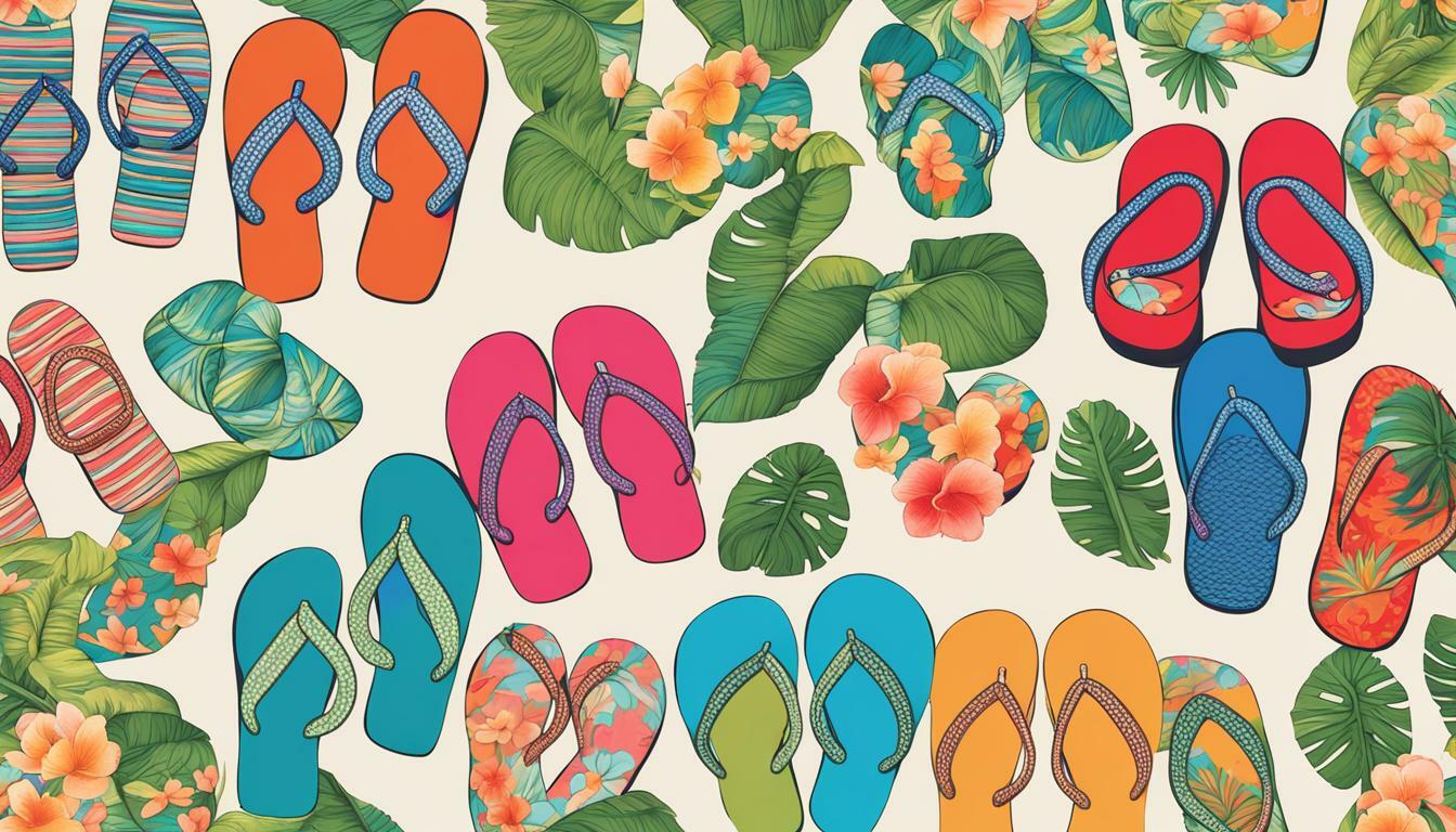 Flip-flops with tropical prints vs. Marled slipper socks