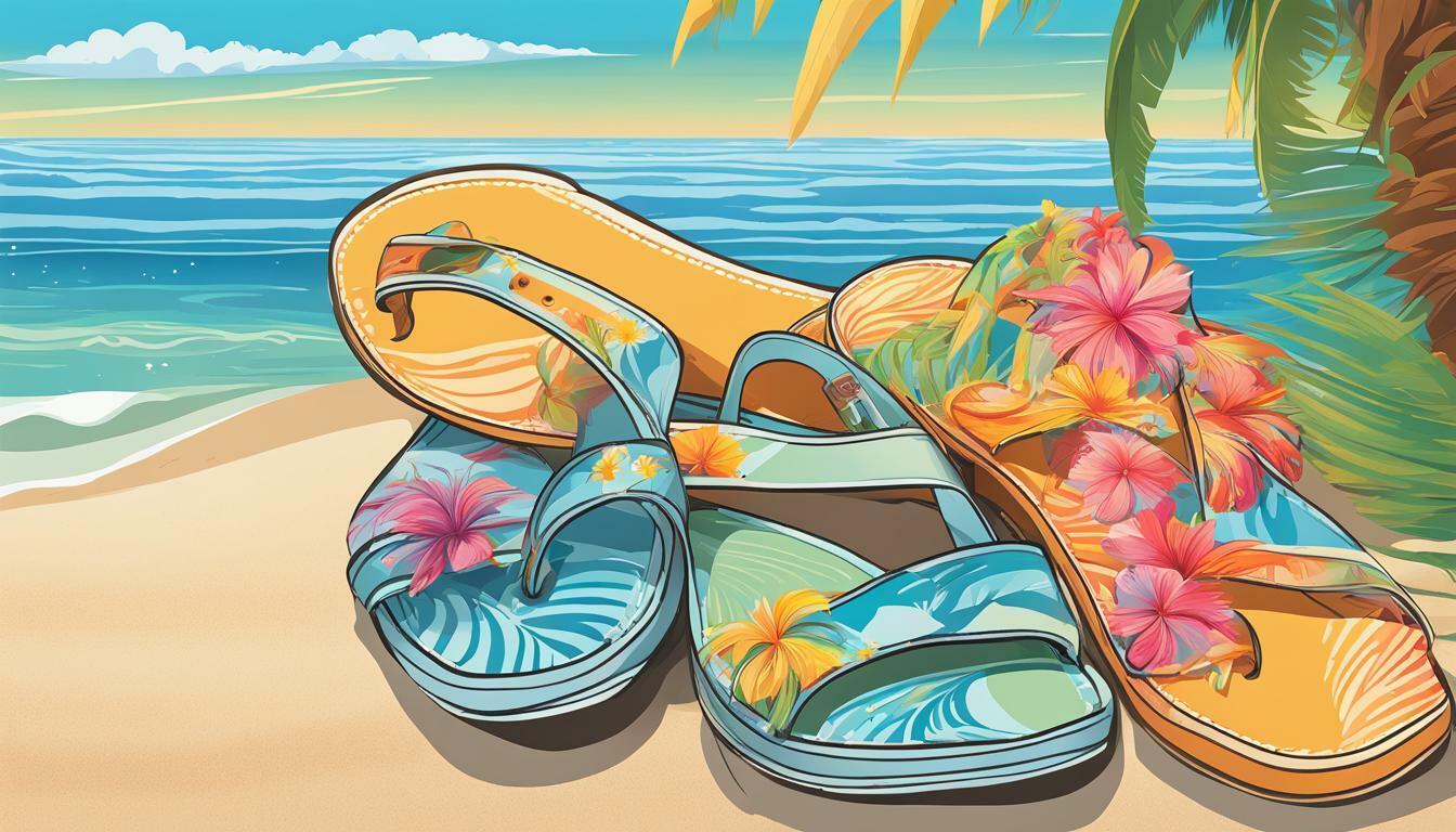 Slide Sandals with Beachy Patterns vs. Flip-flops with Beachy Patterns