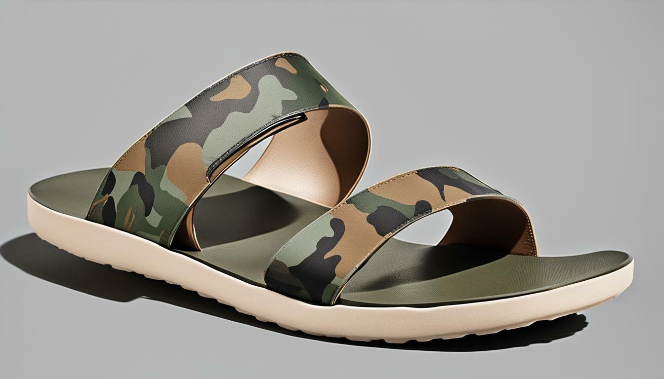 Slide sandals with camo patterns vs. Flip-flops with camo patterns