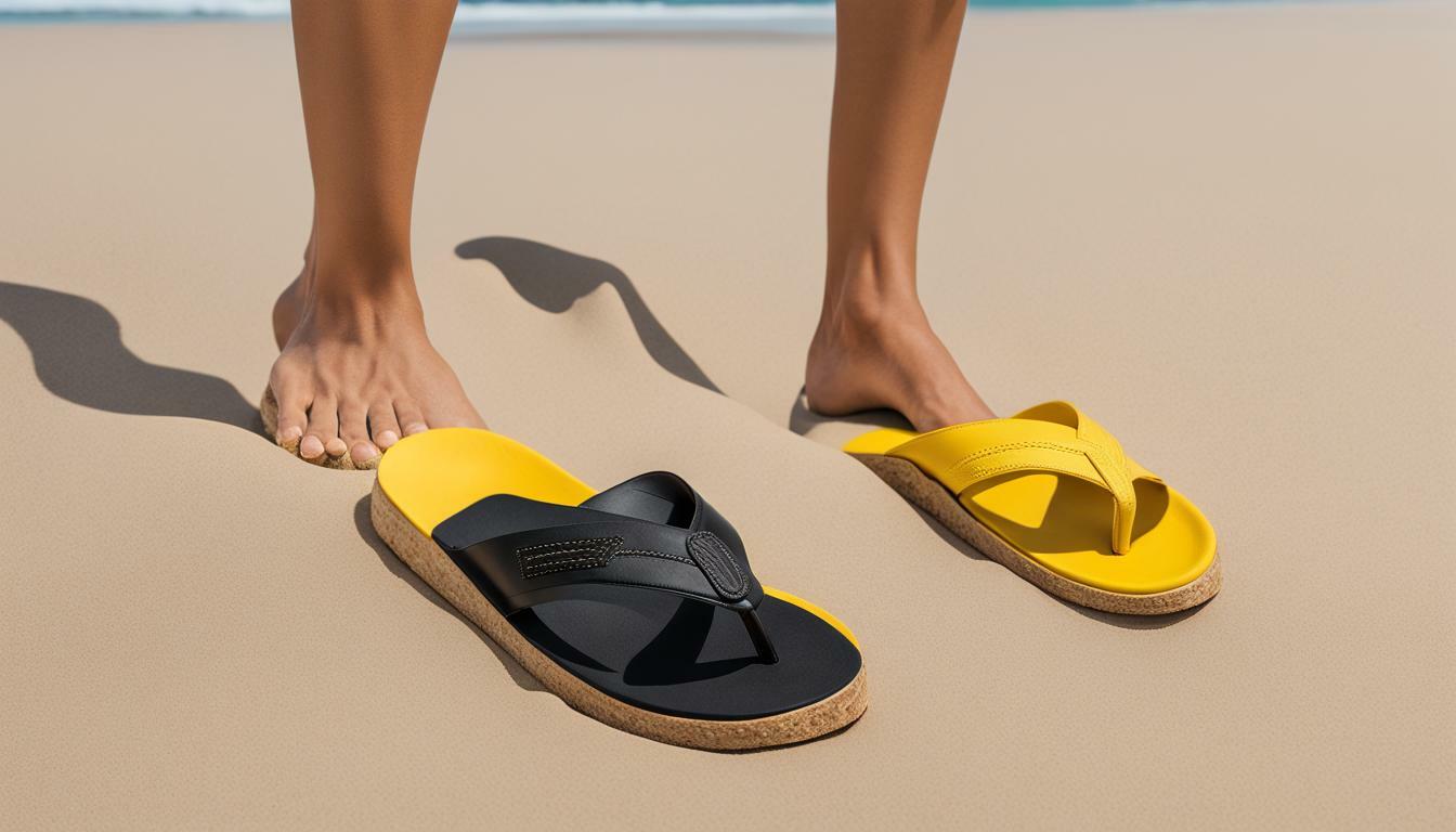 Slide sandals with cork soles vs. Flip-flops with cork soles