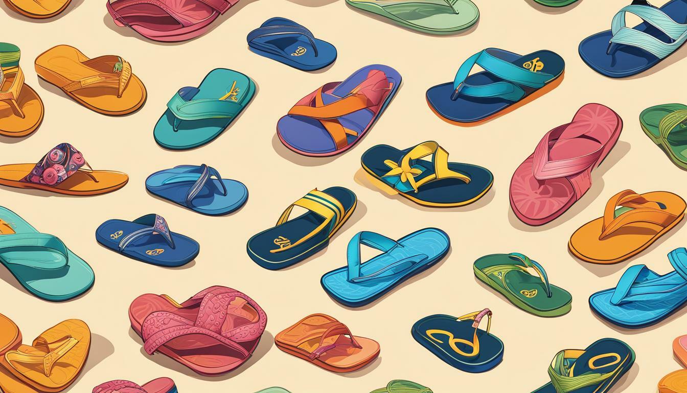 Slide sandals with embossed logos vs. Flip-flops with embossed logos