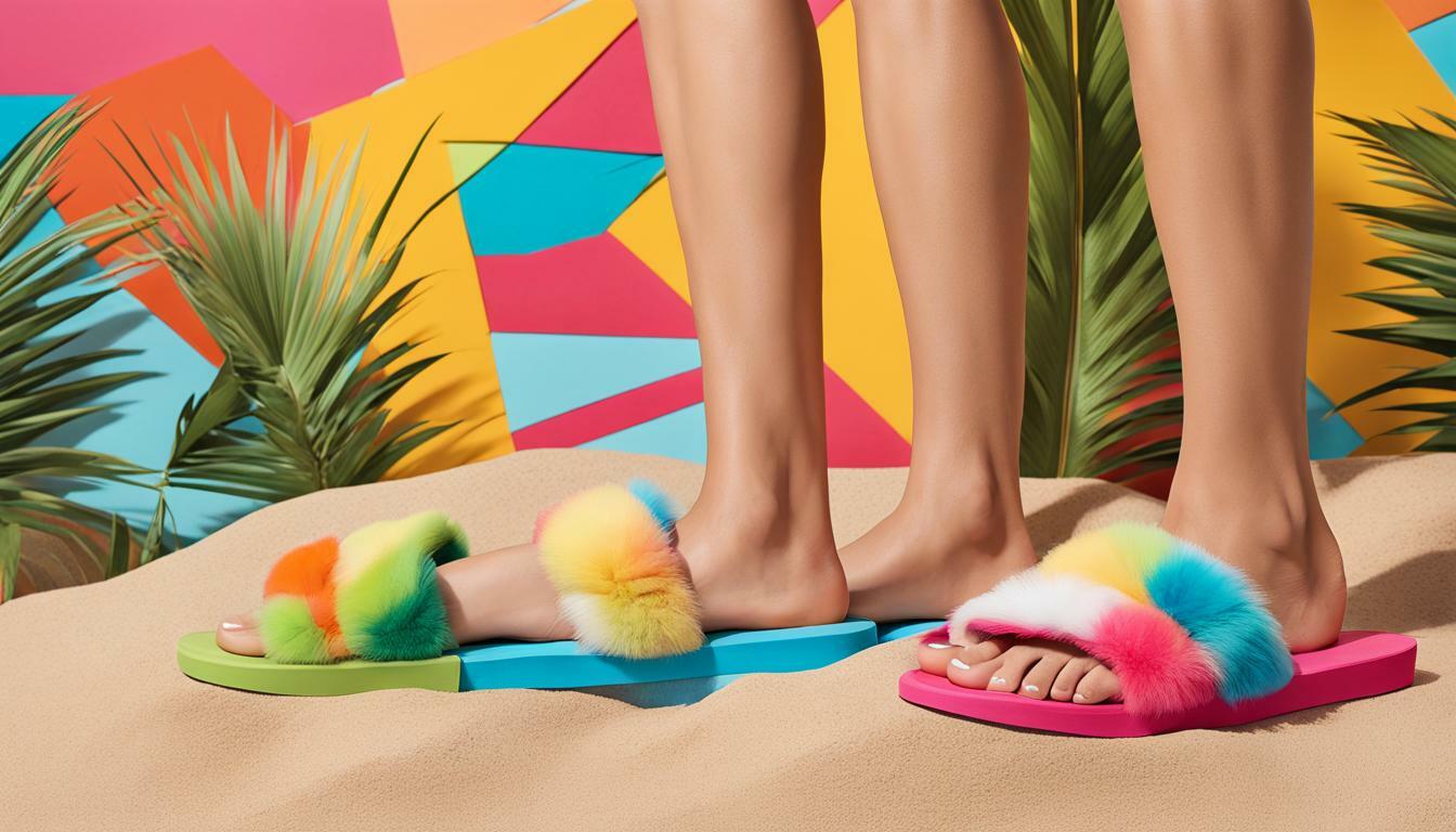 Slide sandals with faux fur straps vs. Flip-flops with faux fur straps