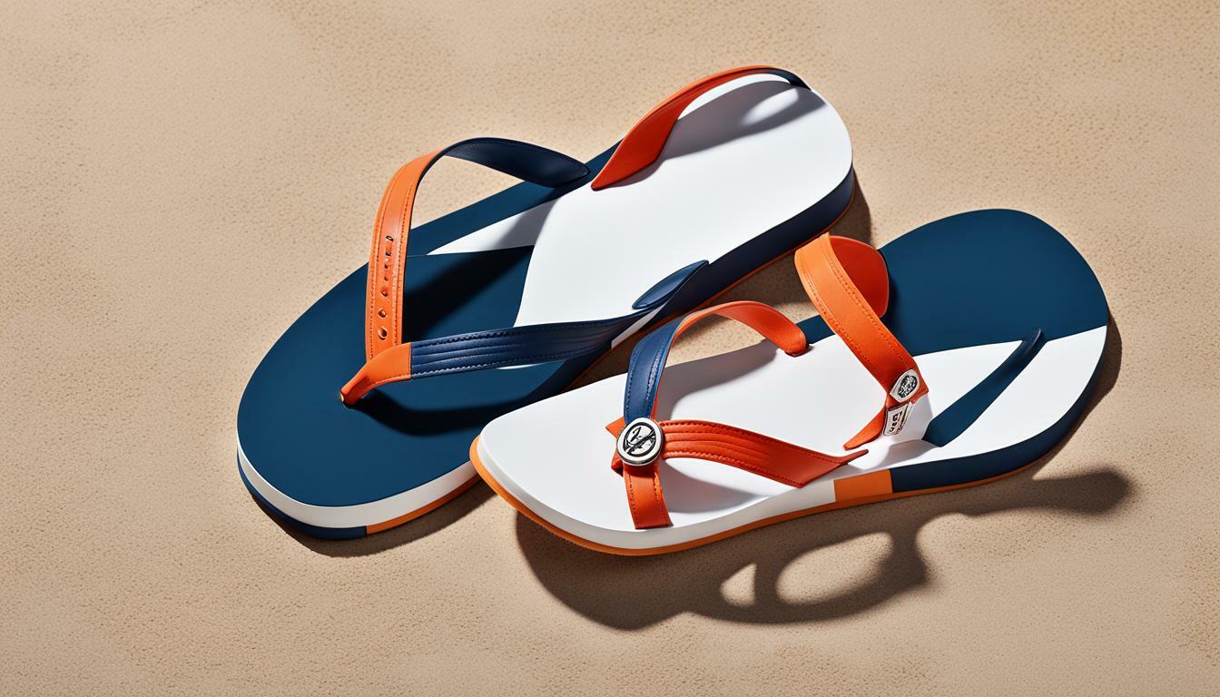 Slide sandals with logo accents vs. Flip-flops with logo accents