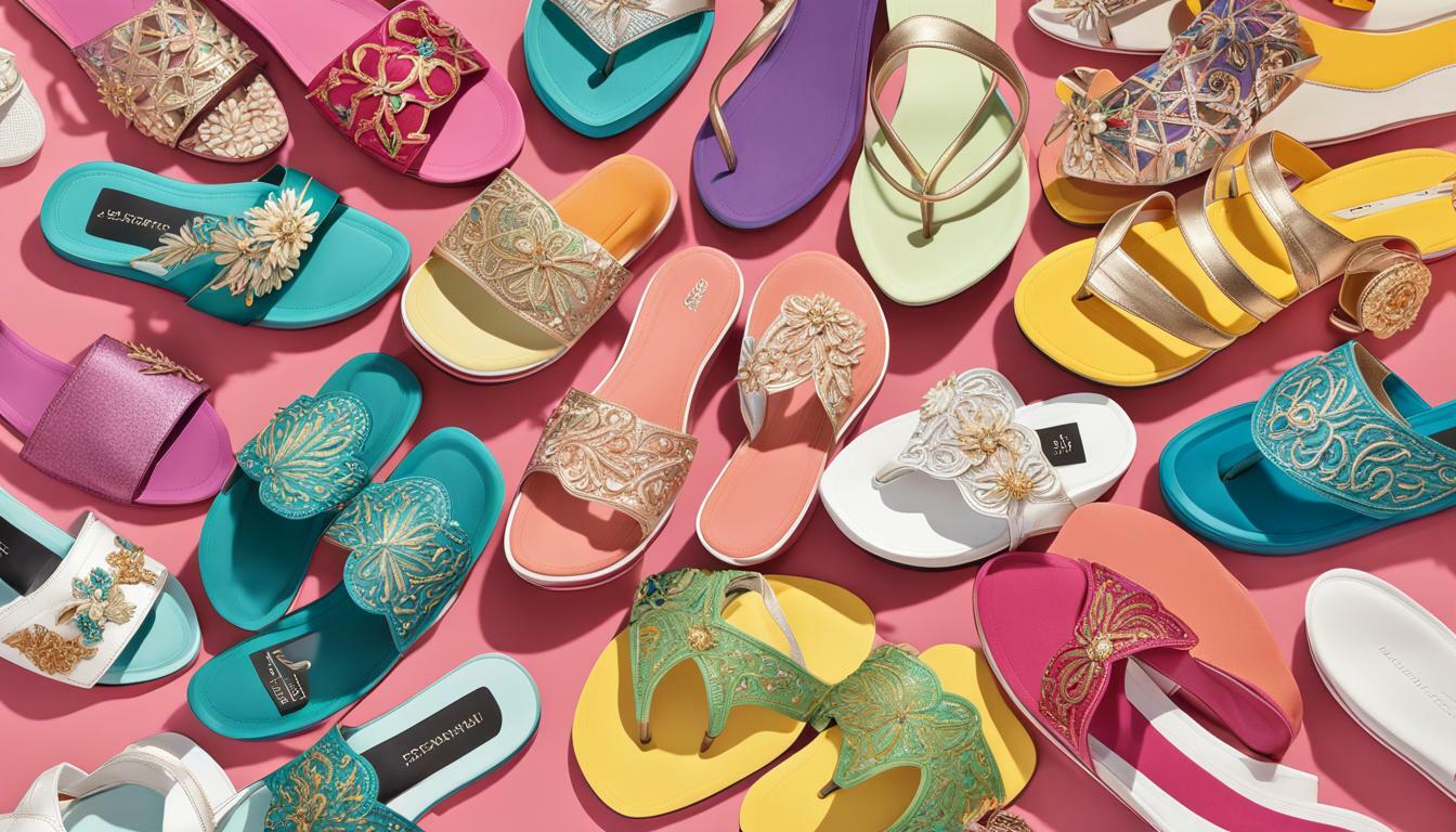Slide sandals with metallic details vs. Flip-flops with metallic details