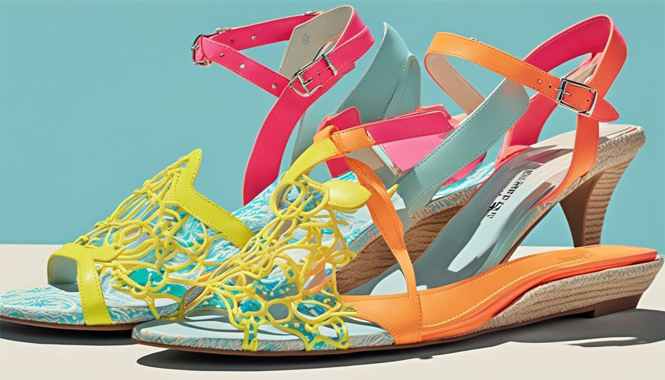 Slide sandals with neon accents vs. Flip-flops with neon accents