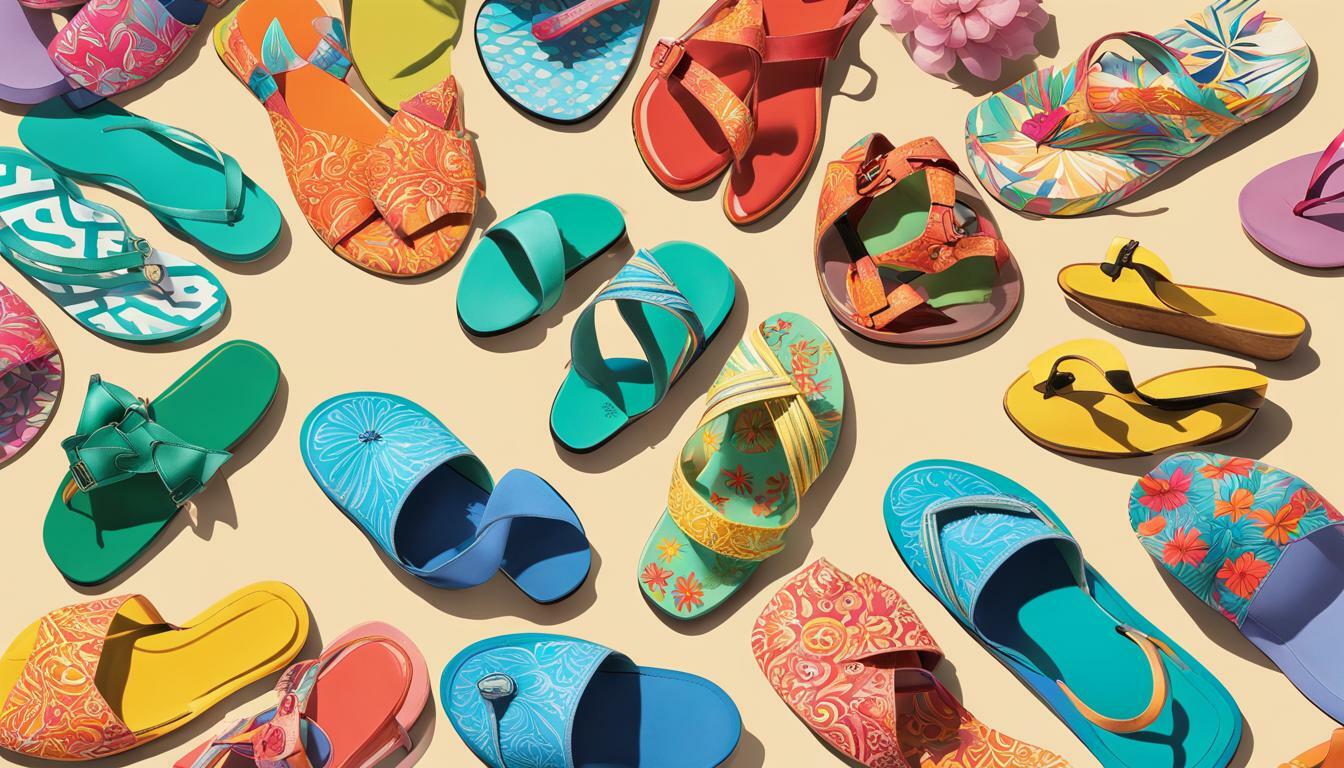 Slide sandals with patterns vs. Flip-flops with patterns