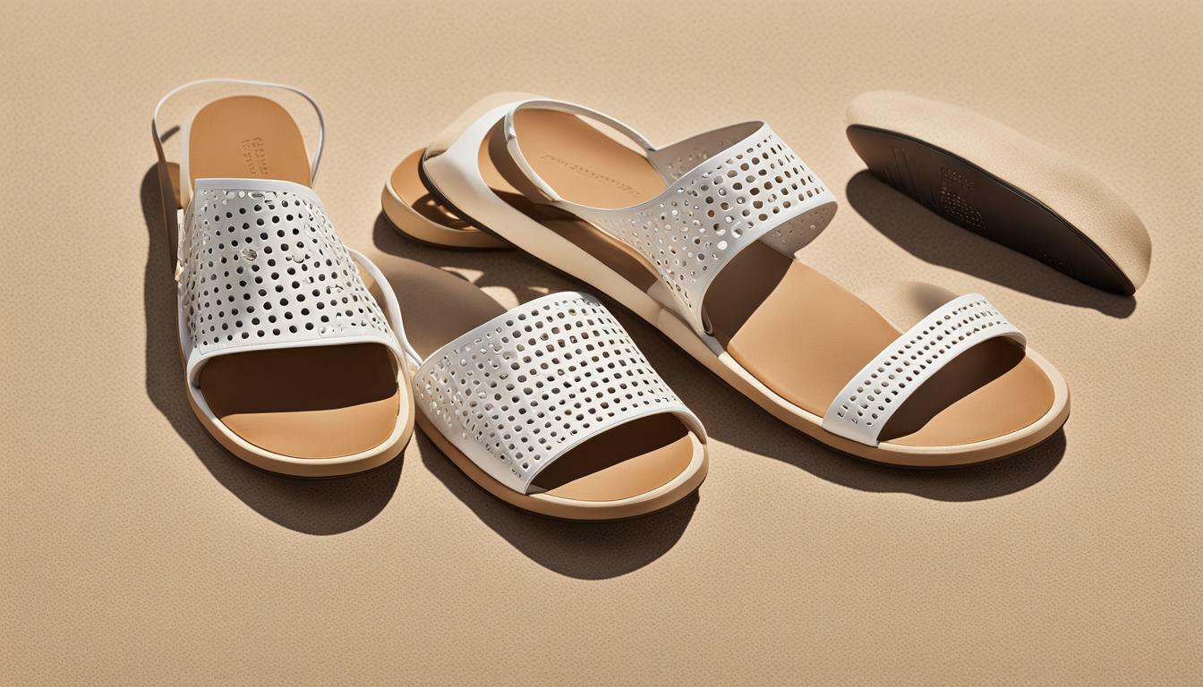 Slide sandals with perforated details vs. Flip-flops with perforated details