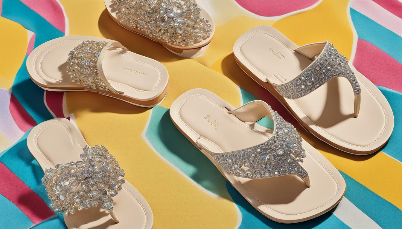 Slide sandals with rhinestone accents vs. Flip-flops with rhinestone accents