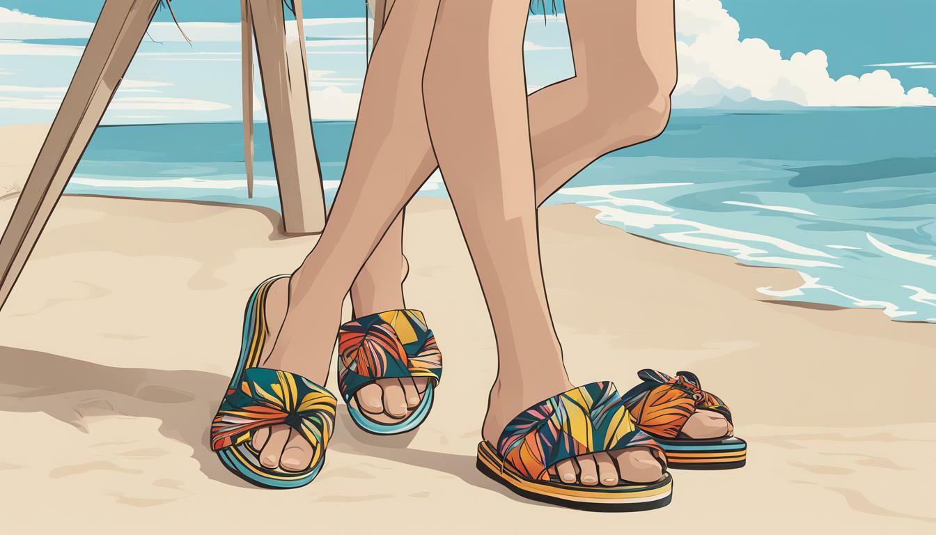 Slide sandals with tie accents vs. Flip-flops with tie accents